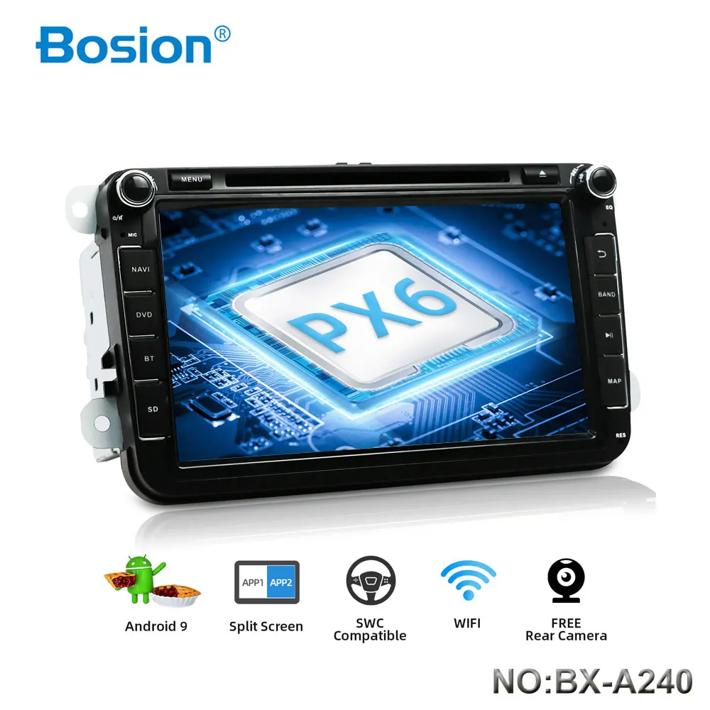 Bosion Android 9,0 Автомобильный мультимедийный плеер gps 2 Din автомобильный DVD для Volkswagen/POLO/PASSAT b6/golf/Skoda/SEAT/LEON gps PX6 4 Гб 64 ГБ