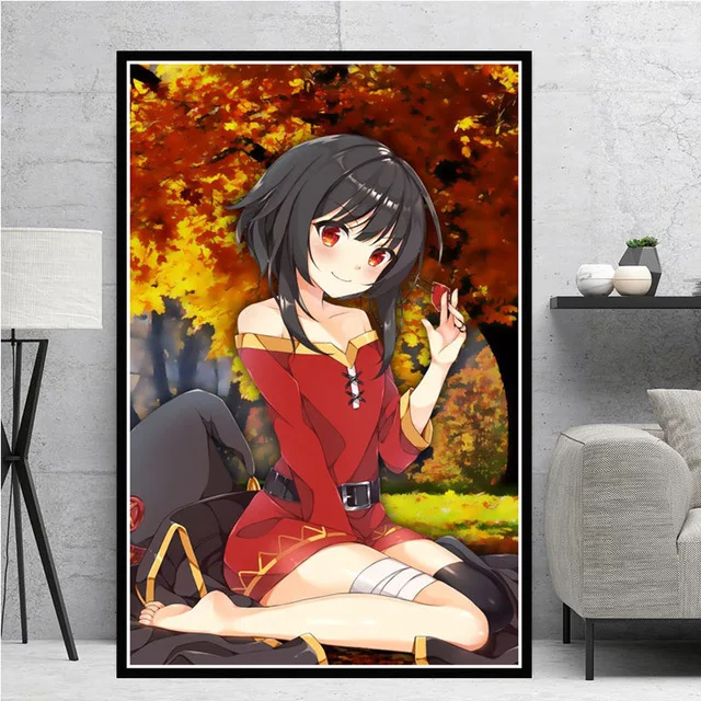 Плакатный принт KonoSuba MEGUMIN милая девушка Япония Аниме подарок чернила холст масляная живопись художественная стена картины для гостиной домашний декор - Цвет: 7