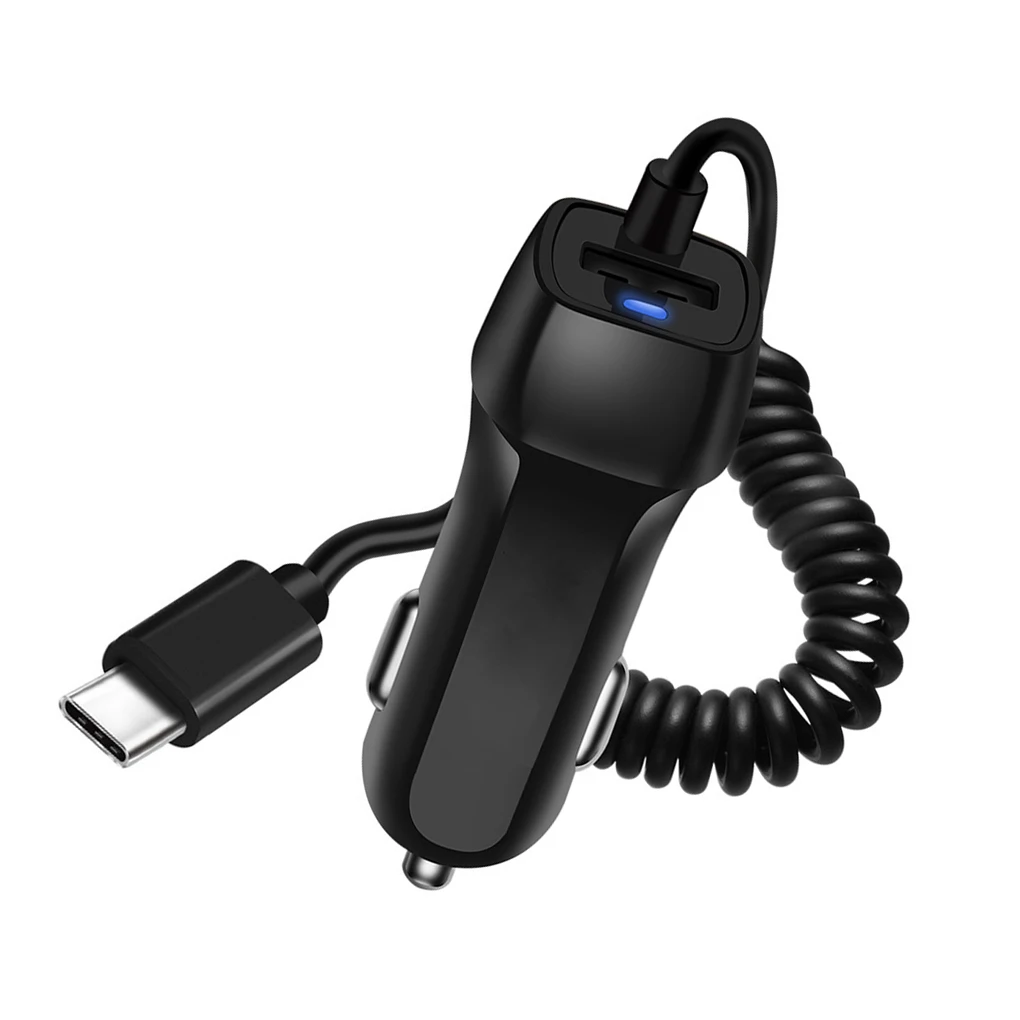 

Mobile Phone Travel Charger Car Cigarette Lighter Socket Cellphone Charging Adapter Spring Cable