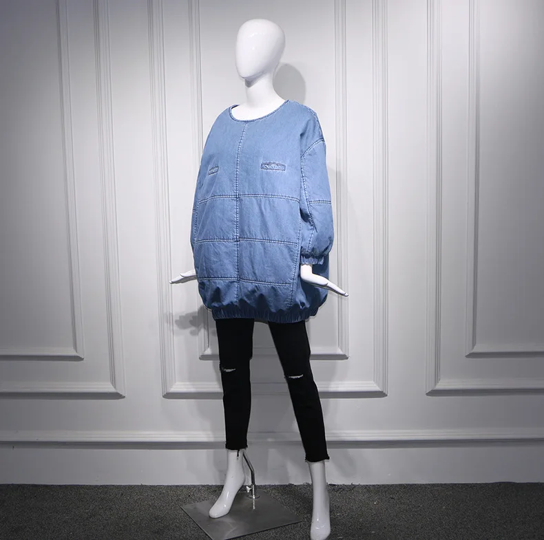 

Blue Turtleneck Loose Padded Mid-length Cotton-padded Jacket 2019 Women Clothes Jacket Women Coat