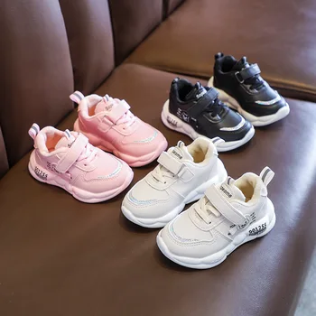 

AFDSWG children's sneakers shoes winter kids little boys shoes leather plus velvet warm cotton shoes girls running shoes