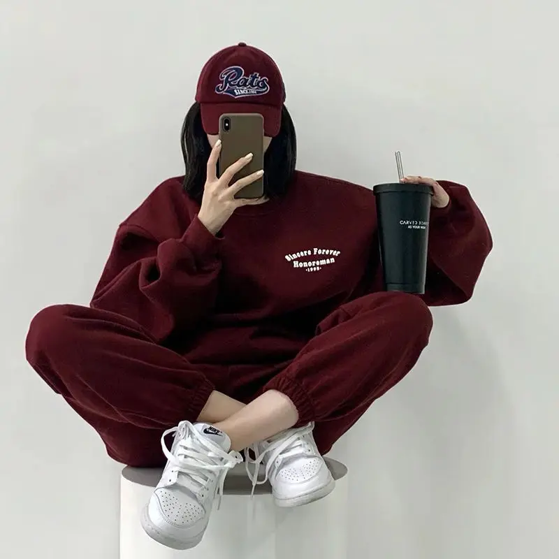 Новые корейские комплекты для бега женские осенне-зимние повседневные Бархатные