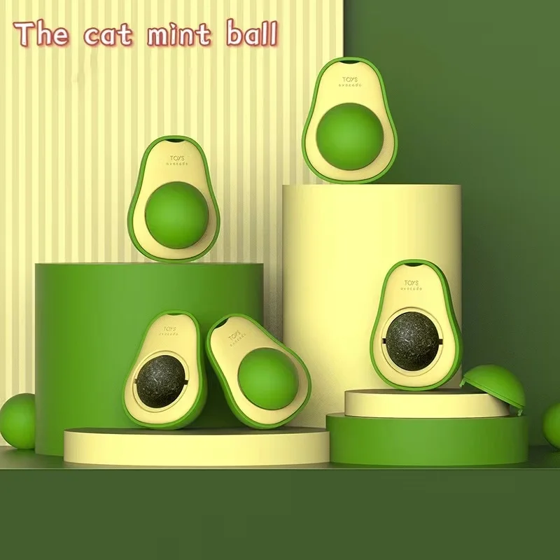 Avocado Catnip Wall Ball Cat Toys Edible Licking Balls Snack Healthy Rotatable Treats Kitten Playing Toy Supply | Дом и сад
