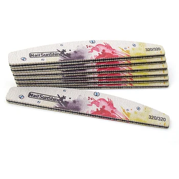 

25pcs/lot Printed Nail File Buffer Block 320/320 Sandpaper Half-Moon Nail File 17.8cm Professional Salon DIY Nail Art Tool #TF27