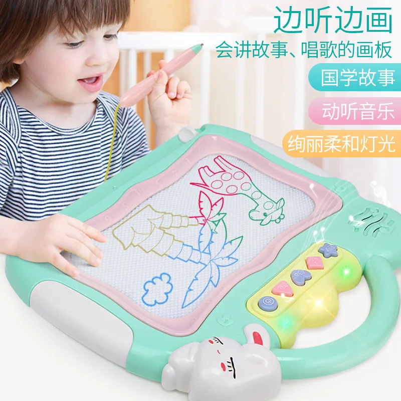 

Children Coloured Drawing Writing Board Baby Early Childhood Sound And Light Doodle Board Five in One Magnetic Drawing Board Toy