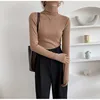 2021 Autumn Women Pullover Tops Female Knitted Sweaters Solid Concise Turtleneck Elasticity Elegant Office Lady Casual All Match 3