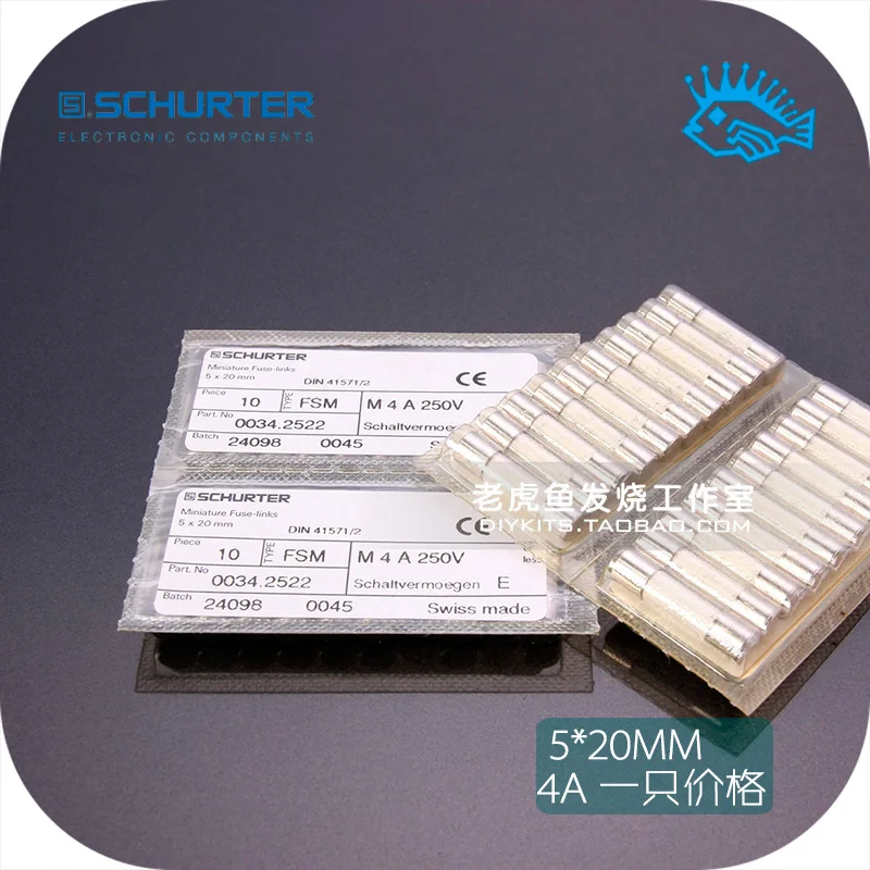 

10pcs Switzerland SCHURTER Ceramic Slow Melt Fuse Tube 5*20mm M4A 250V