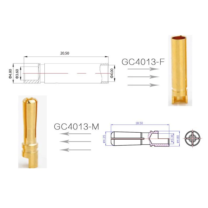 40 Connecteurs Fiche Banane 4mm Or - Cuivre Doré, Pour Moteur RC, Hélicoptère