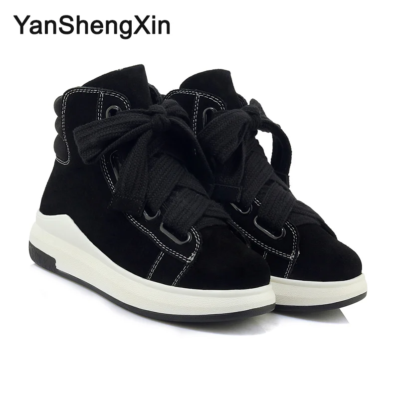 YANSHENGXIN/обувь; женские ботинки; зимние ботинки на платформе из коровьей кожи; теплая шерстяная Смешанная женская обувь; зимние ботинки; модные ботинки на шнуровке