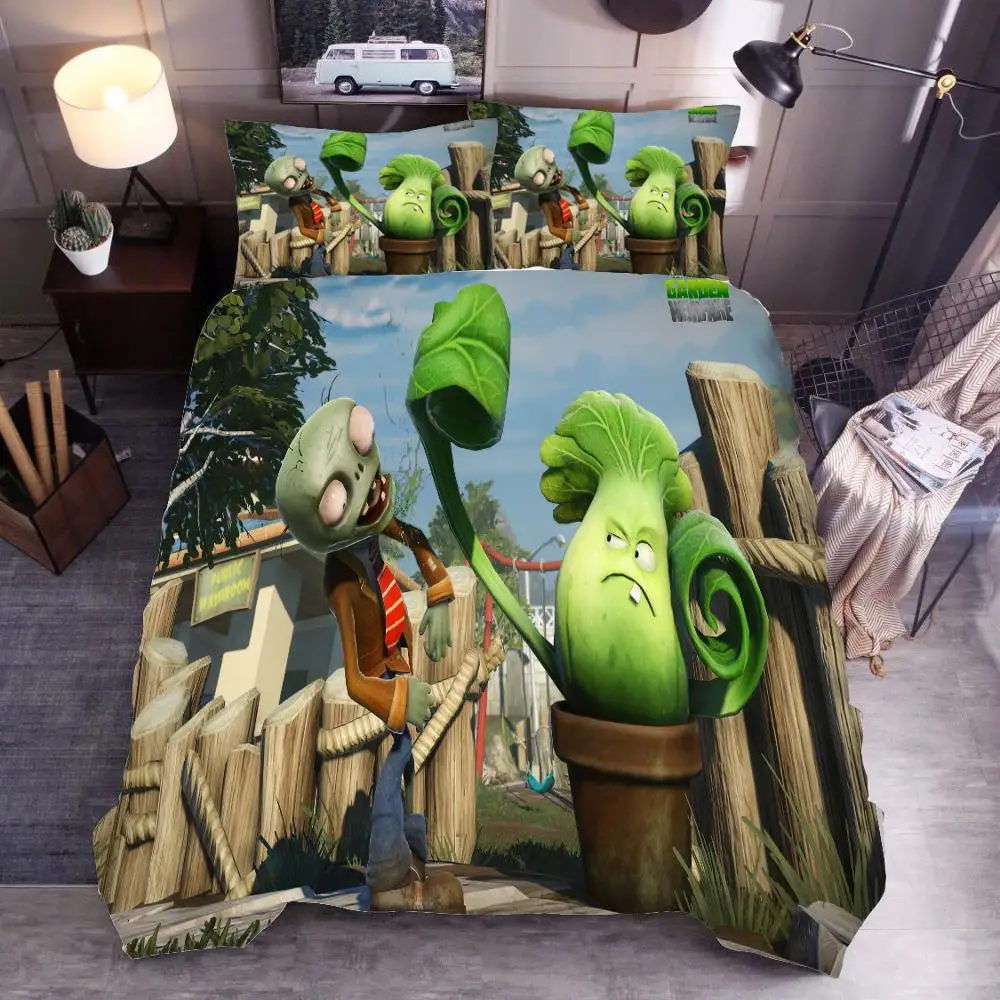 

Plants vs. Zombies Series Bedding Set Quilt Cover Pillowcase Home Textiles Adult Children Gift Large King Bedding