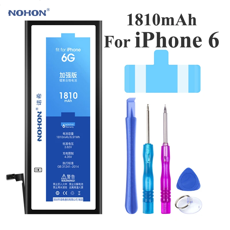 Nohon аккумулятор для Apple iPhone 6 Plus 6 6 P 6 Plus 1810-3480 мАч встроенный телефон литий-полимерные аккумуляторы для iPhone 6 Plus 6 6 P батарея - Цвет: For iPhone 6 1810mAh