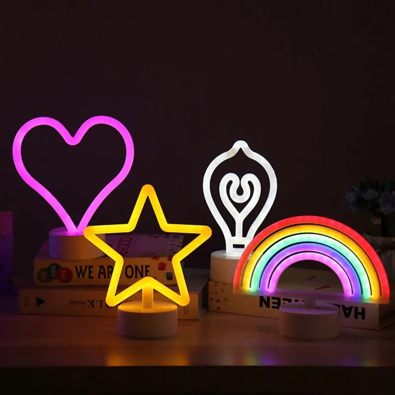 Светодиодный неоновый светильник с надписью LOVE HEART вечерние неоновые лампы для