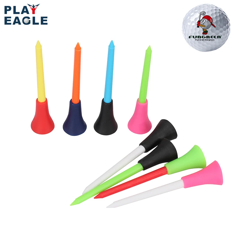 50 Pcs/bag Multi Color Plastic Golf Tees 83mm Durable Rubber Cushion