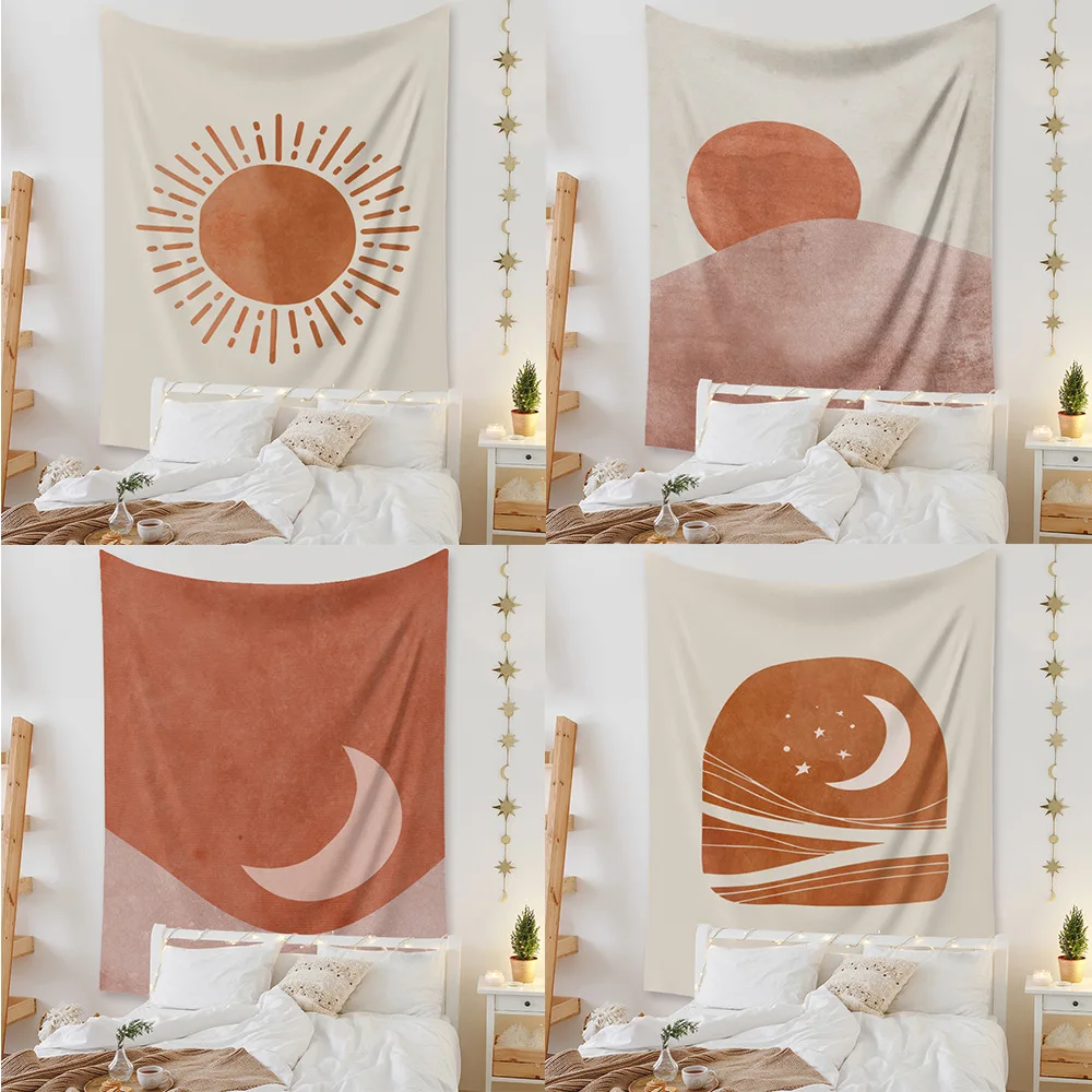 Wall Carpet Psychedelic Tapestry Sun and Moon Boho Decor Farmhouse Homestay Decoration Nordic Hanging Tapiz Mandala Blanket | Дом и сад