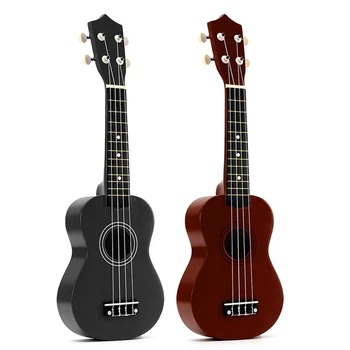 

2set 21 Inch Soprano Ukulele 4 Strings Hawaiian Guitar Uke + String + Pick for Beginners Kid Gift(Black&Coffee)