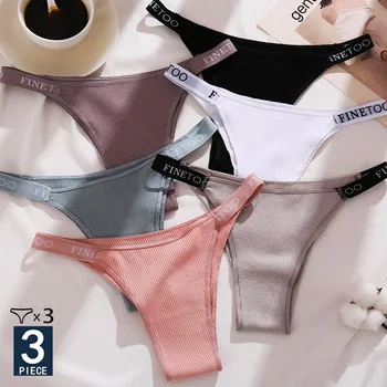 3PCS/Set Cotton Panties Briefs Women Underpants Female Sexy Panties Thong Women's Pantys Underwear Solid Color Intimate Lingerie 1