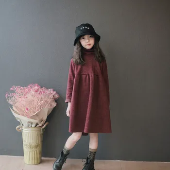 

YourSeason Girl Casual Dress Elegant Clothes Autumn Winter 2020 New Kids Leisure Loose Fashion Princess Turtleneck Knit Dress