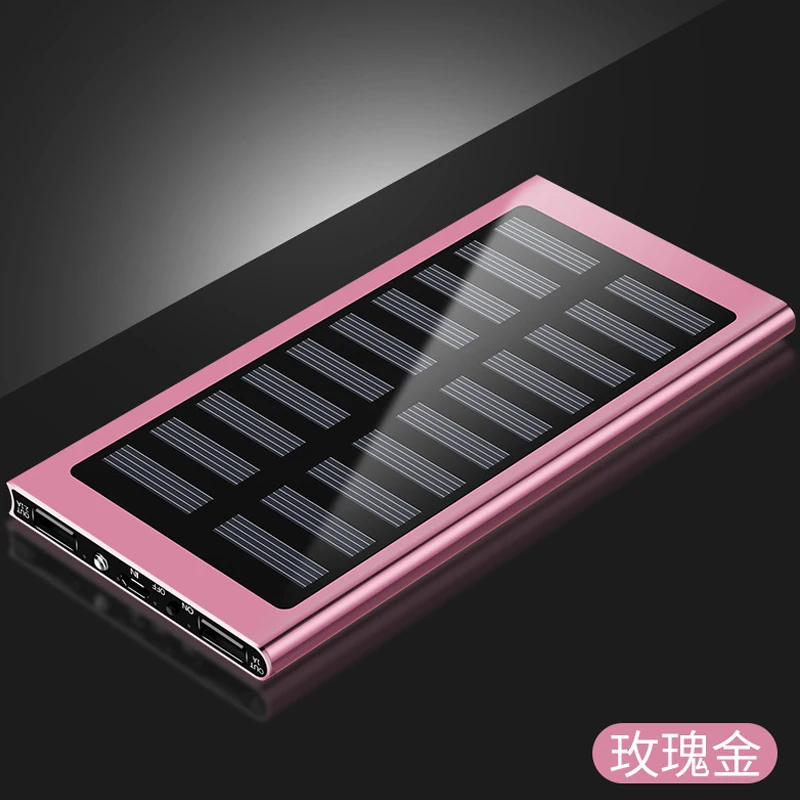 Горячая солнечная батарея 30000 мАч Внешний аккумулятор 2 USB светодиодный внешний аккумулятор портативное зарядное устройство для мобильного телефона Солнечное зарядное устройство для Xiaomi Mi iphone7 8 X - Color: pink