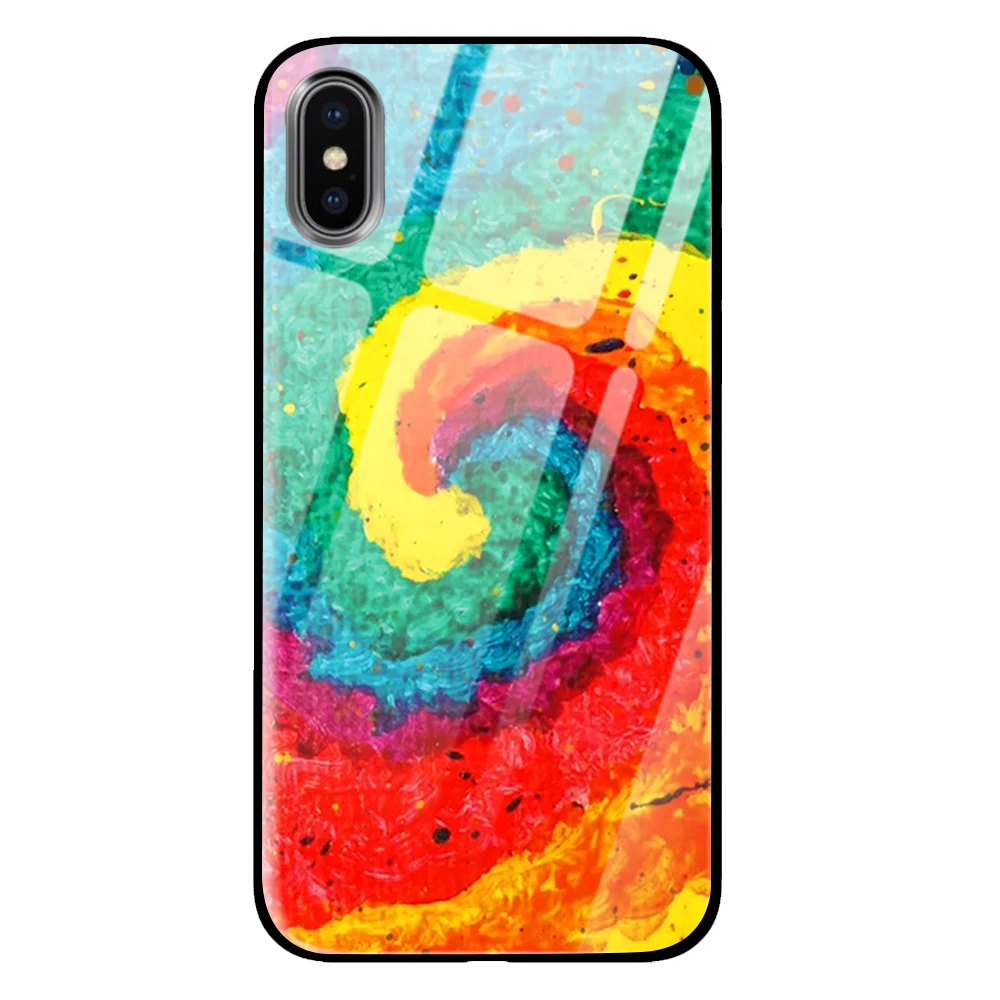 Радужные цвета для iPhone 5 5S SE 6 6s 7 8 Plus X XS Max XR закаленное стекло чехлы для телефонов - Цвет: 1