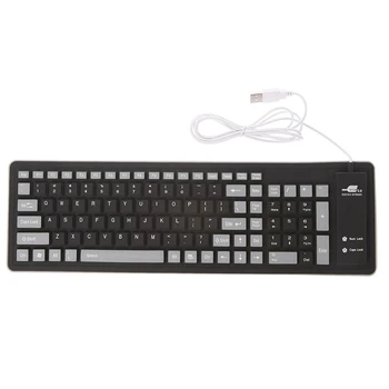 

Foldable Keyboard Waterproof USB Wired Keyboard 103 Key Silicone Soft Keyboard