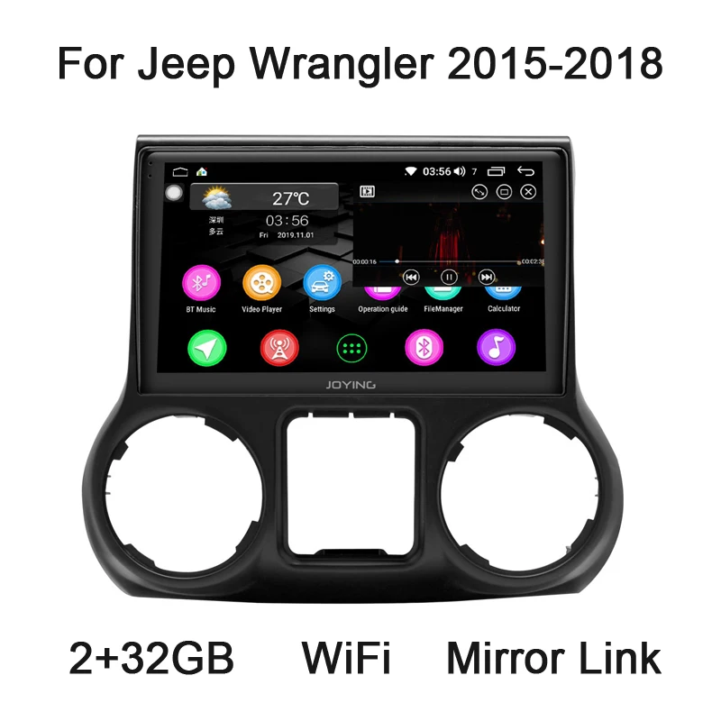 Радуясь стерео для Jeep Wrangler JK 2010 2012 автомобильный Радио Мультимедиа Видео плеер gps 10 ''Android 8,1 головное устройство - Цвет: JY-JO121N3-2