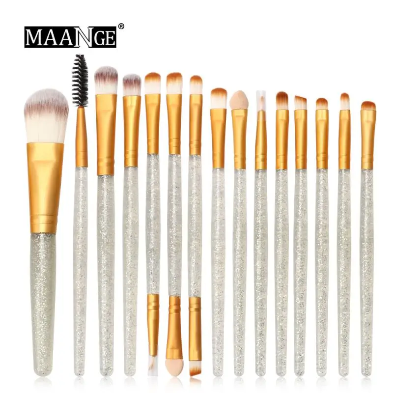 15pcs Shimmering Handle Make Up Brush Set Cosmetic Brushes for Foundation Eyebrow Blush Eyeshadow Concealer Lip Beginner TSLM1 | Красота и