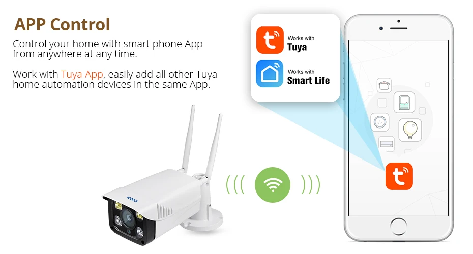KERUI смарт-камера с Wi-Fi IP CCTV Беспроводная P2P камера безопасности Открытый IP66 водонепроницаемый SD карта хранения Ночной монитор для зрения