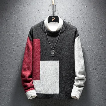 

Autumn Hot 2019 Fashion Casual Streetwear Sweater Men O-Neck Patchwork Knitted Men/Women Christmas Sweaters Pullover Men Clothes