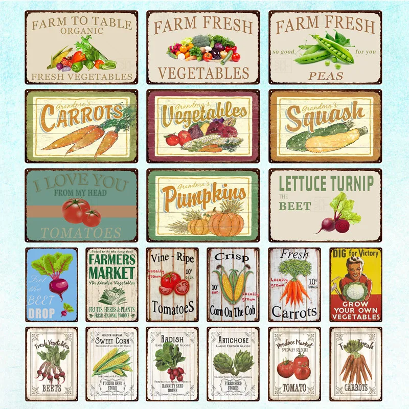 SPLSPL Decor Vegetable Vintage Tin Sign Metal Decorative Plaque Wall Farm Garden Living Room Kitchen Decoration | Дом и сад