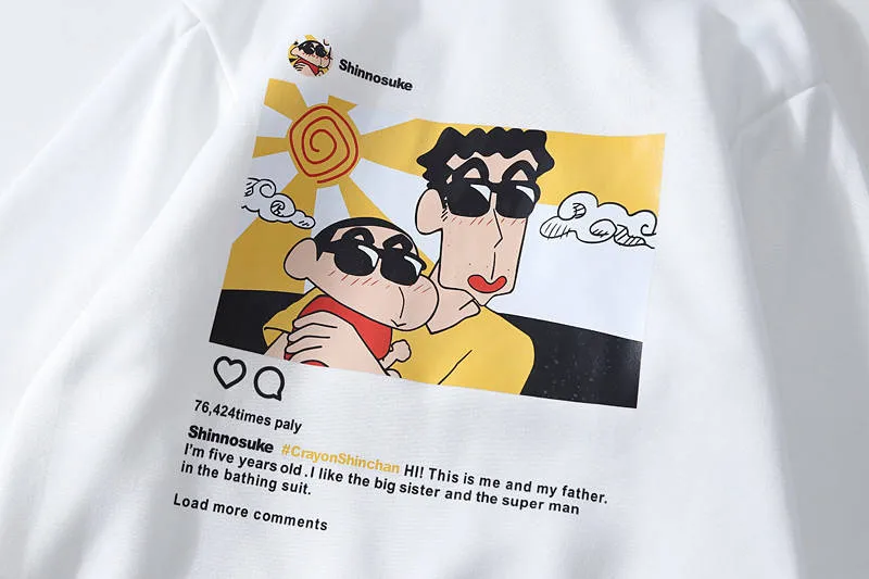 Забавный Милый Crayon Shin-Chan с принтом для мужчин, толстовка с капюшоном, толстовка, модная каваи, графическая толстовка, Повседневная Уличная толстовка, пуловер, толстовка