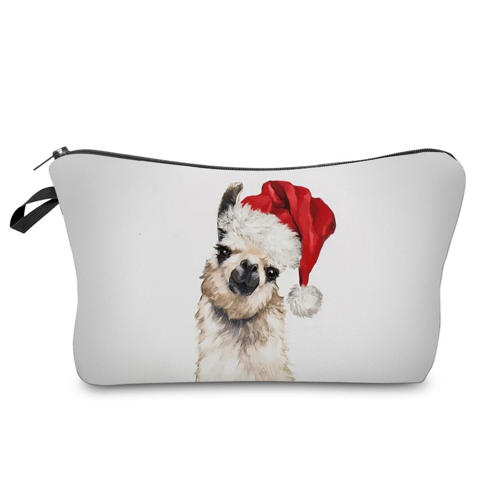Deanfun Waterproof Cosmetic Bag Christmas Deer Pattern Small Makeup Bag Stylish Accessories Printing Organized Bag Gift 51790