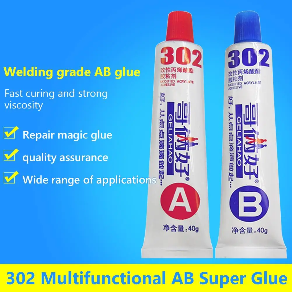 AB Glue 302 Strong stainless steel glass plastic Wood Super Temperature