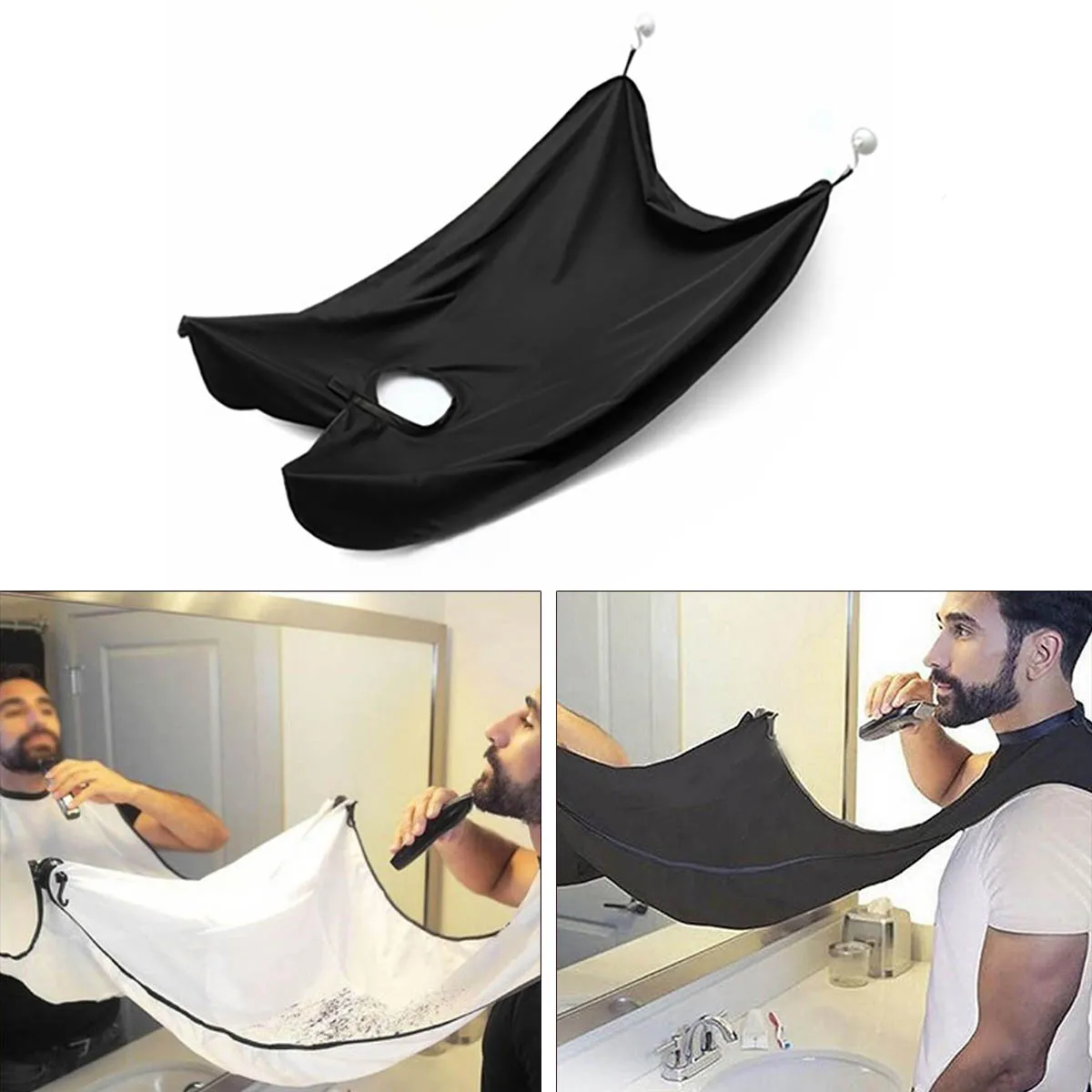 

Man Beard Bib Hair Trimmer Shaving Apron Bath Barber Stick To Mirror Cloth Cover and Double-sided Beard Comb Haircut Tool