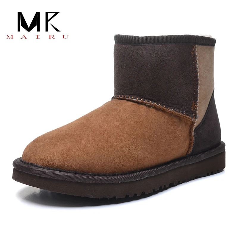 

MAIRU 2019 Top Quality 100% Genuine Sheepskin Leather Classic Snow Boots Winter Natural Fur Middle Boots Women Shoes