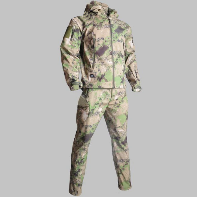 TAD Tactical Softshell Sharkskin охотничья одежда куртка+ брюки Водонепроницаемый Открытый Кемпинг походные спортивные костюмы 12 цветов - Цвет: 07