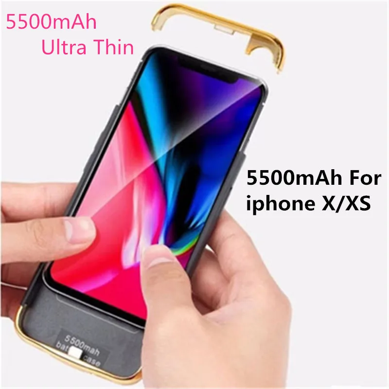 KQJYS 5500 мАч ультратонкий портативный чехол для зарядного устройства iPhone X Xs Чехол