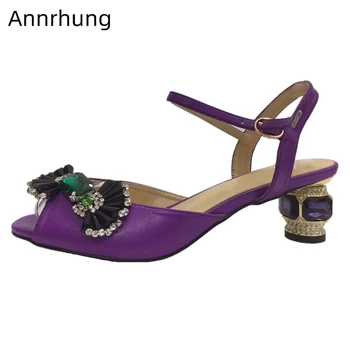 

Sweet Crystal Candy Butterfly-knot Sandals Women Jeweled Rhinestone Diamond Heel Peep Toes Ankle Strap Genuine Leather Shoes