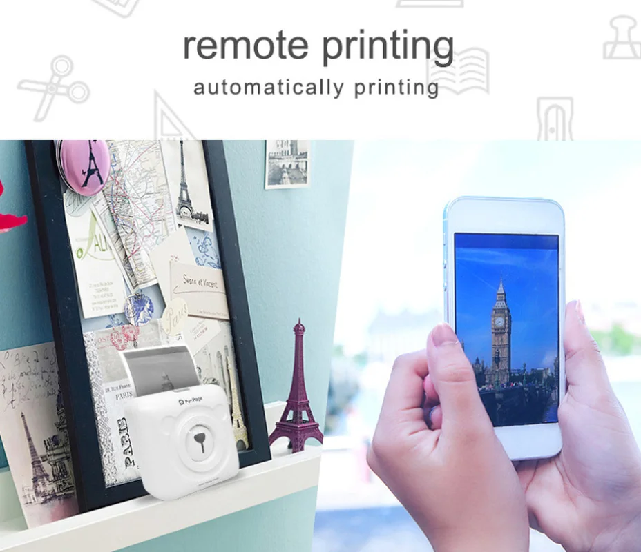New GOOJPRT A6 PeriPage Cute Mini Portable Bluetooth Wireless Paper Photo Printer Pocket Thermal Printing USB Connection