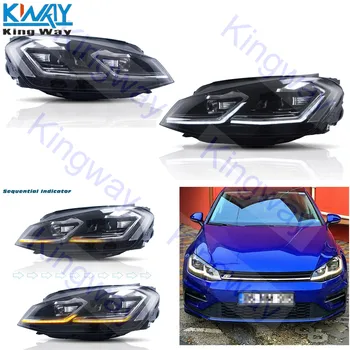 

FREE SHIPPING - King Way - LED Head Lamps For 2013-2016 Volkswagen Golf 7 VW G-T-I With Dynamic Indicator Headlight