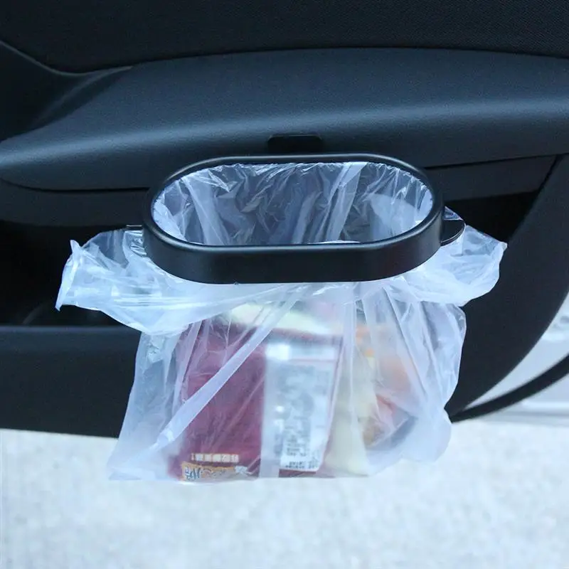 Auto Car Garbage Trash Carry Bag Sucker Trash Can Rack Hanger Support Black S