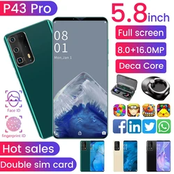 Téléphone portable P43 Pro, écran de 512 pouces, Smartphone, mémoire de 12 go et 5.8 go, déverrouillage par reconnaissance faciale, 1440x3200, Android 10.0, 5G 