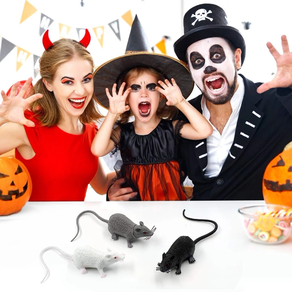 

6Pcs/lot Halloween Realistic Spooky Mice Rats Plastic Artificial Mouse Halloween Prank Props