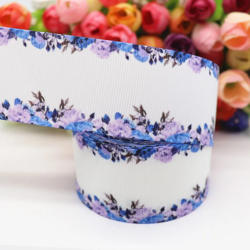 10 Yards 1.5'' 38MM Flower Printed Grosgrain Ribbons For Hair Bows DIY Handmade Materials Y19082003 - Цвет: 3