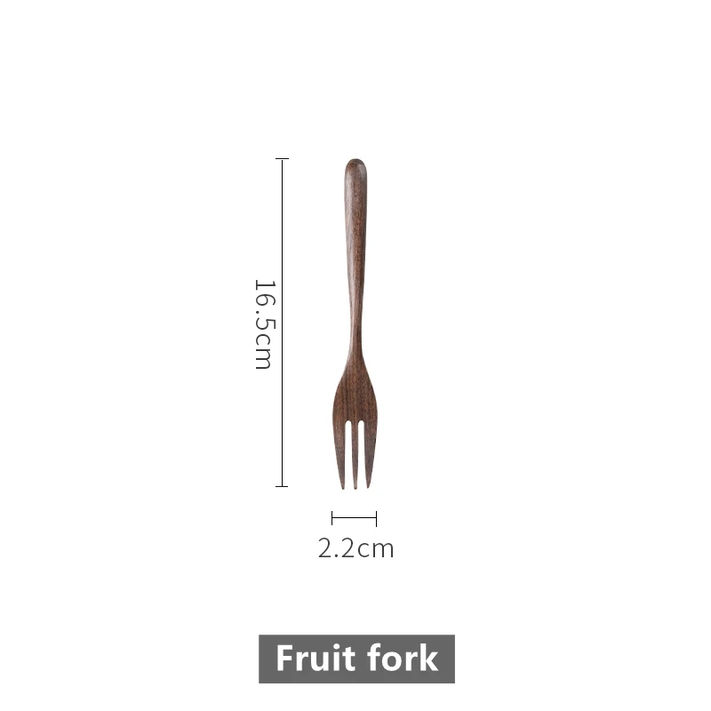 Musowood Black Walnut Wood Spoons Coffee Honey Spoons Wooden Japanese Style Stir Long Scoop Large Soup Kitchen Tableware Gift - Цвет: Fruit fork