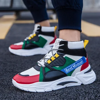 

Men High Top Mesh Breathable Sneakers Casual Leisure Running Sports Tennis Shoes Lace Up Walking Shoes