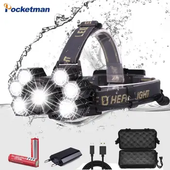 

Pocketman 3*T6 +2*XPE LED Headlamp USB Charger Head Torch Camping Flashlight 5-Mode Zoomable Headlight Waterproof Headlight
