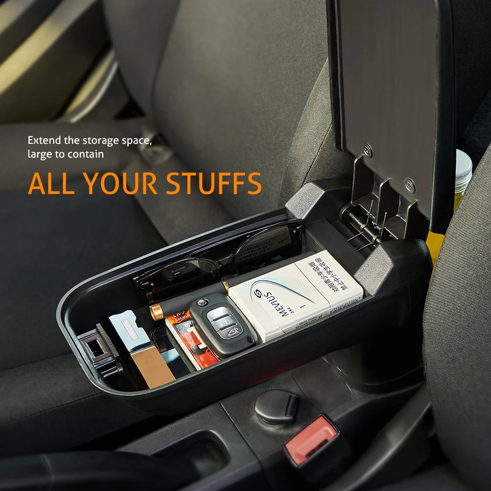 Leather PU Armrest Storage Box for Smart 453 Fortwo Forfour 2015-2018 with Cup Holder Locker Container Car Accessories