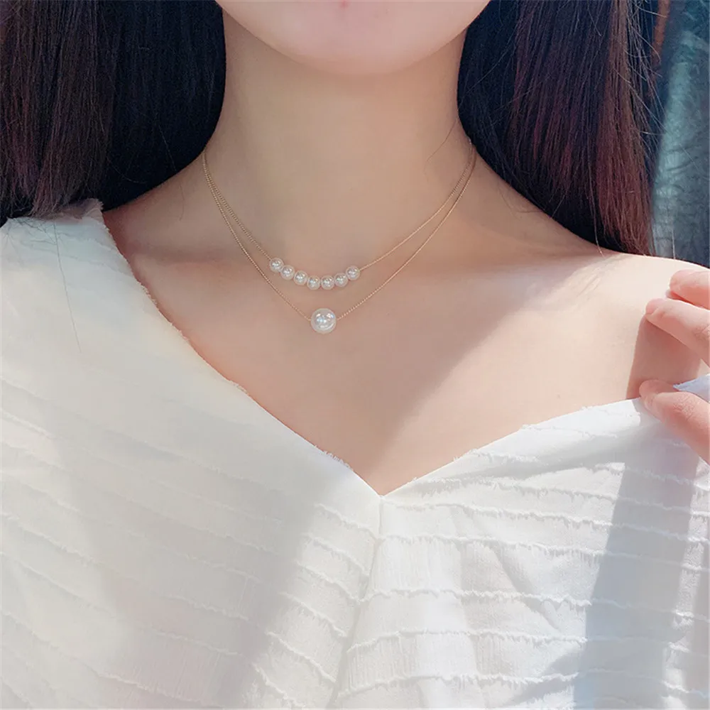 

CRLEY Luxury pearl necklace choker Simple Chain Multi layer Necklace Charm Wedding Event Choker Necklace Elegant Jewelry