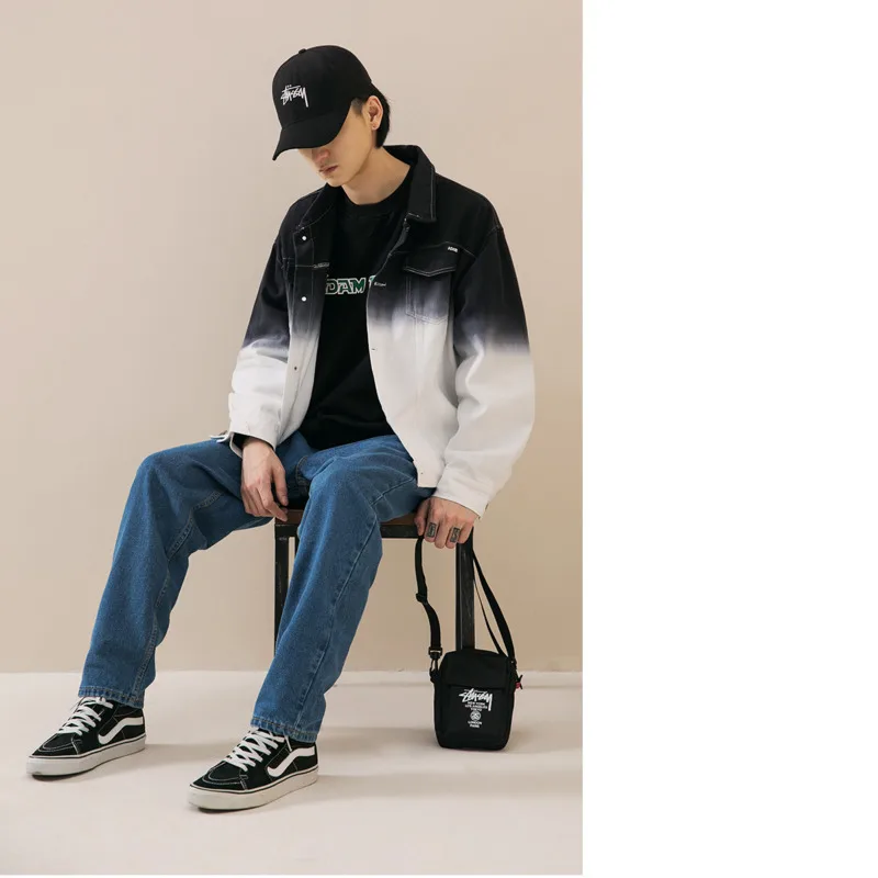 

2019 Men's Spring New Casual Contrast Color Lapel Long-sleeved Jacket Men Loose Temperament Tide Cotton Streetwear