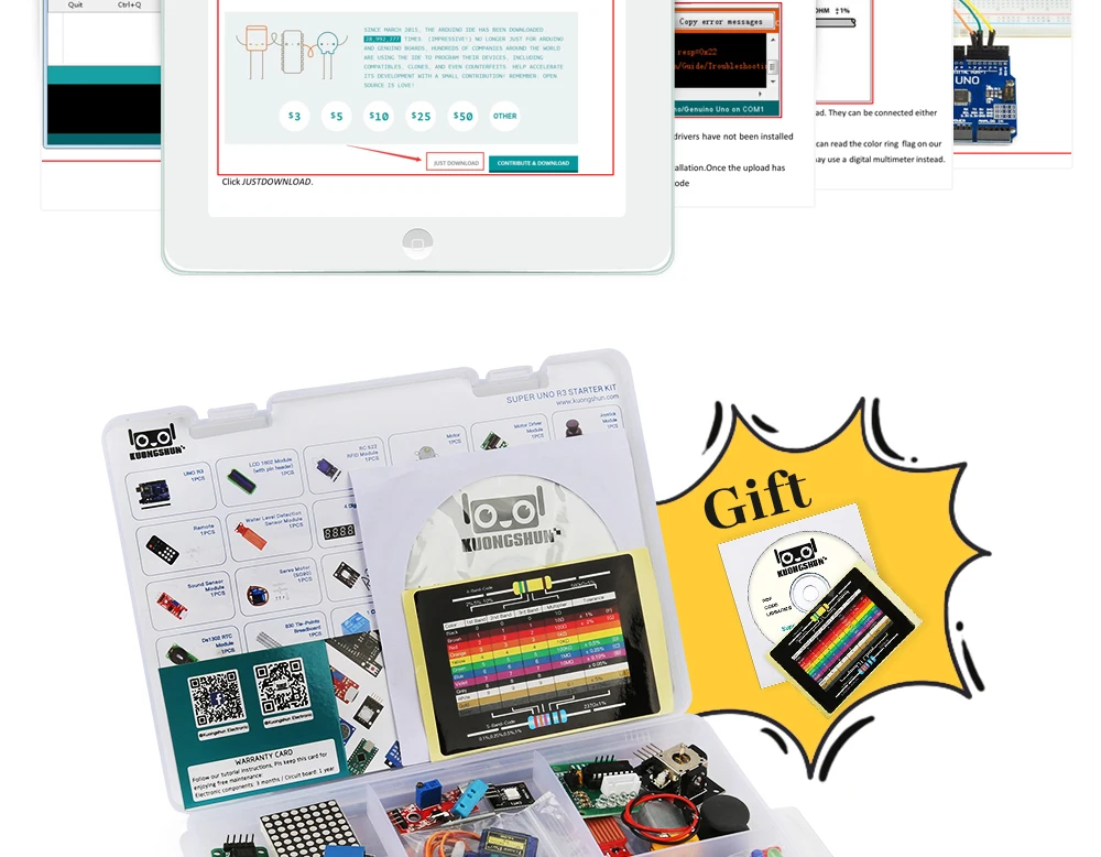 Супер стартовый набор для Arduino UNO R3 с компакт-диском обучающий Электронный Набор DIY с обучающим паровым набором детский подарок